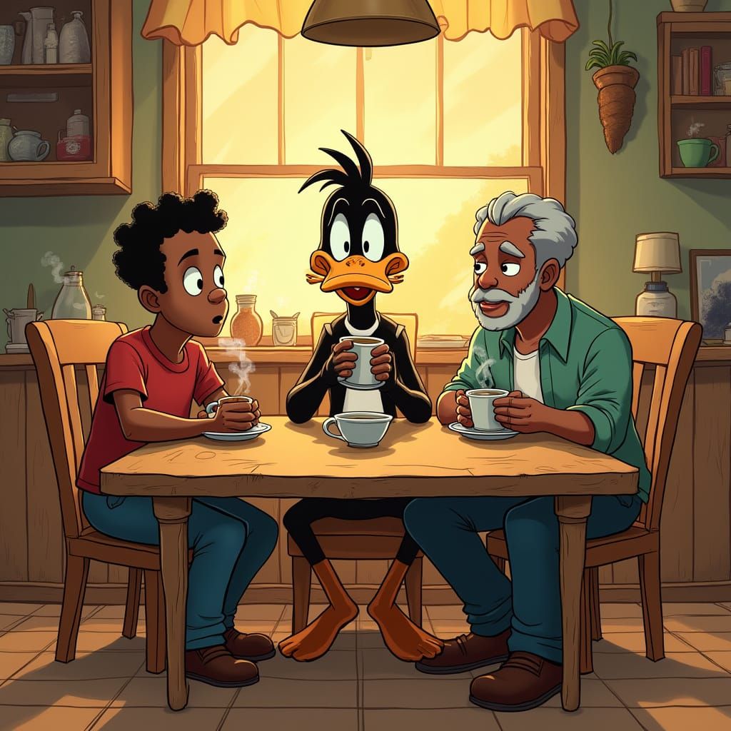 Boondocks Characters Enjoying Sunday Coffee