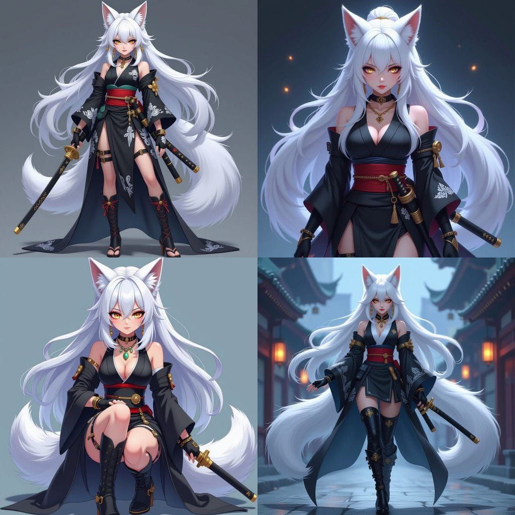 Anime Admiral with Kitsune Ears and Katana
