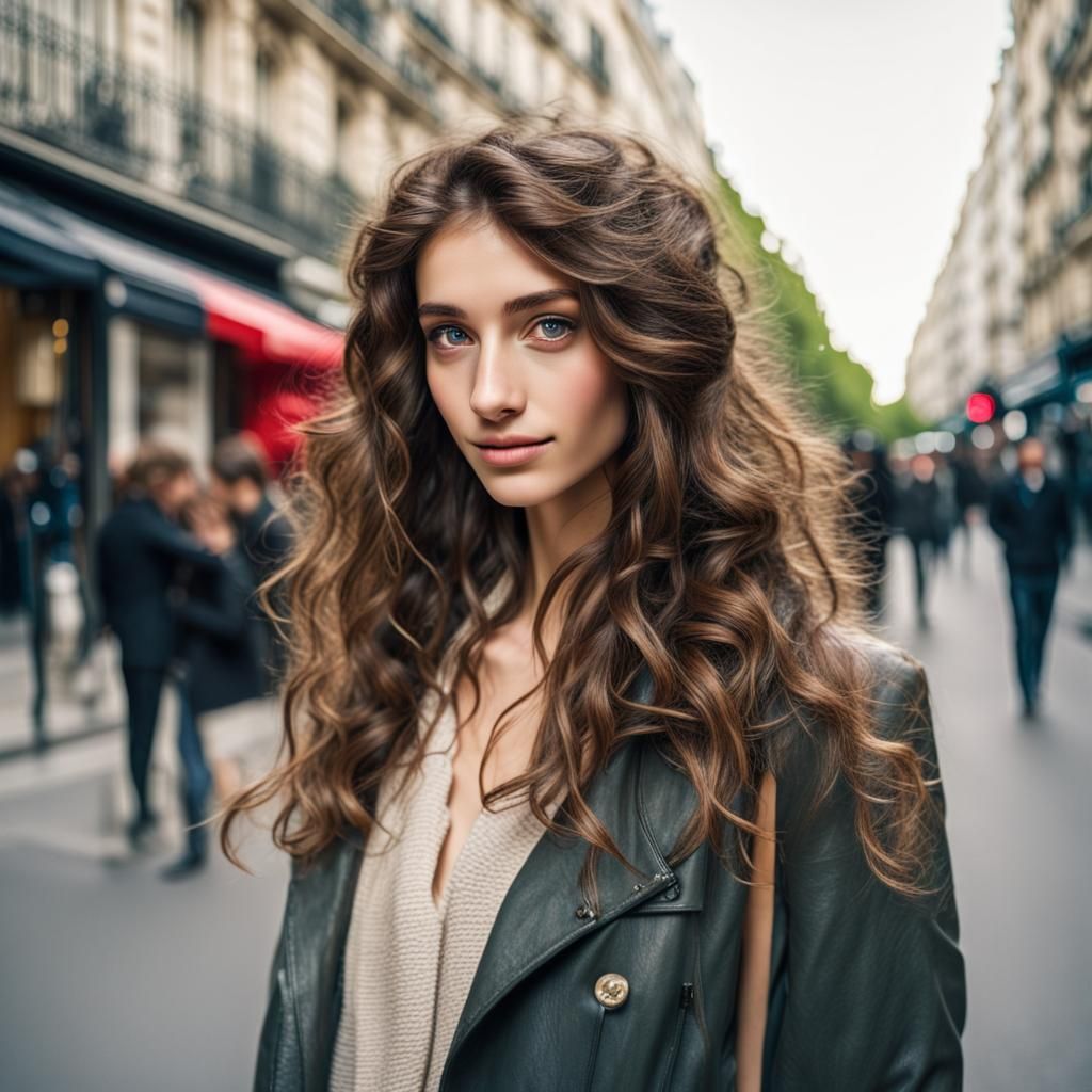 Girl Walks Along the Streets of Montparnasse, Paris