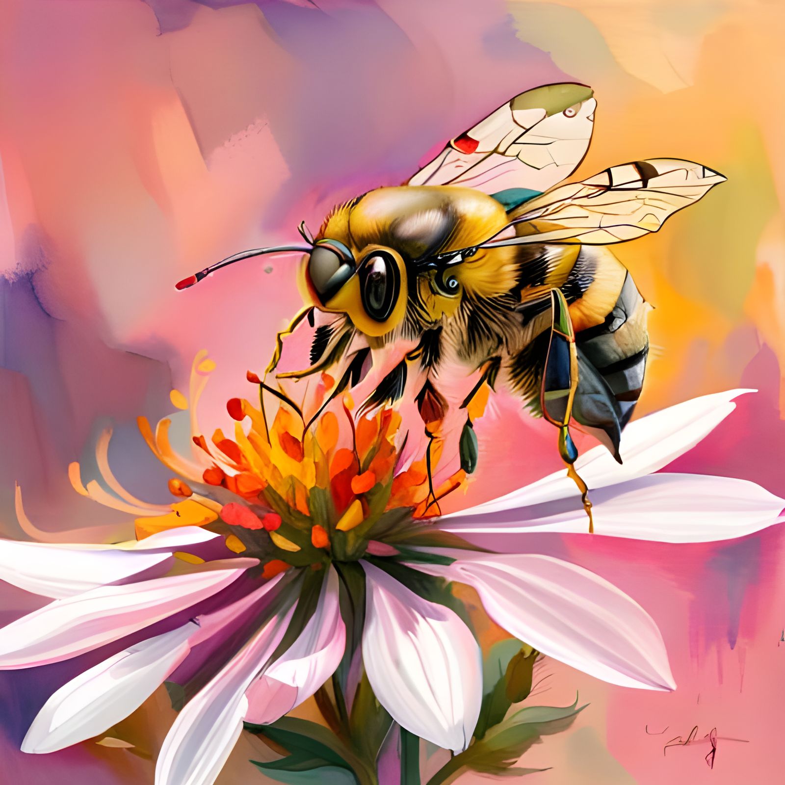 Happy Bee Portrait in Studio Ghibli Style