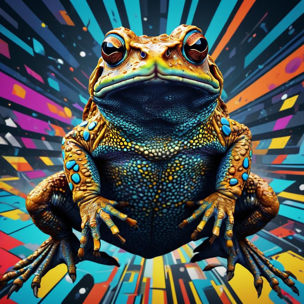 Cane Toad's Motorcross Mishap in Pop Art Style