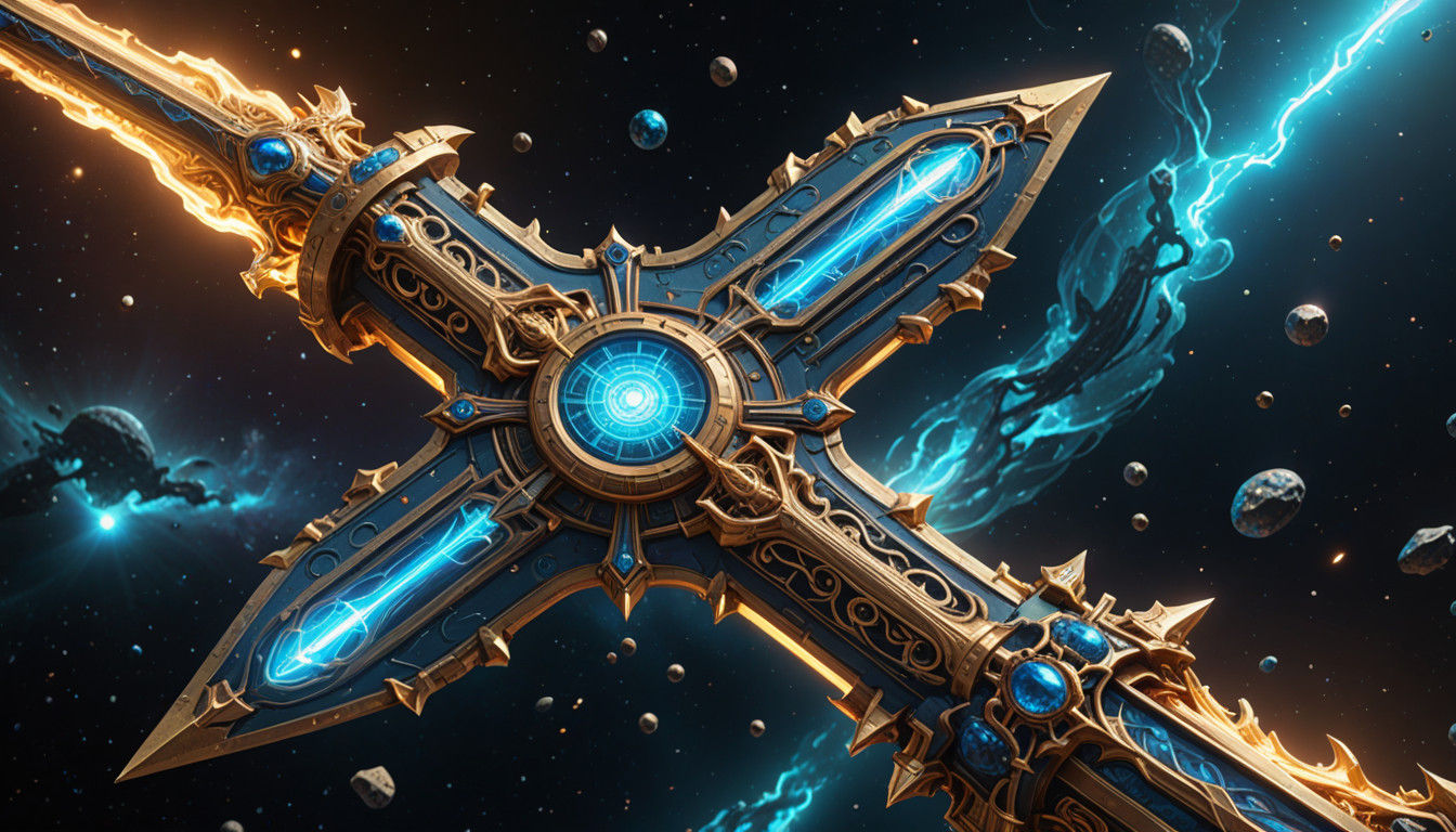 Surreal Cosmic Sceptre Radiates Divine Power in a Celestial...