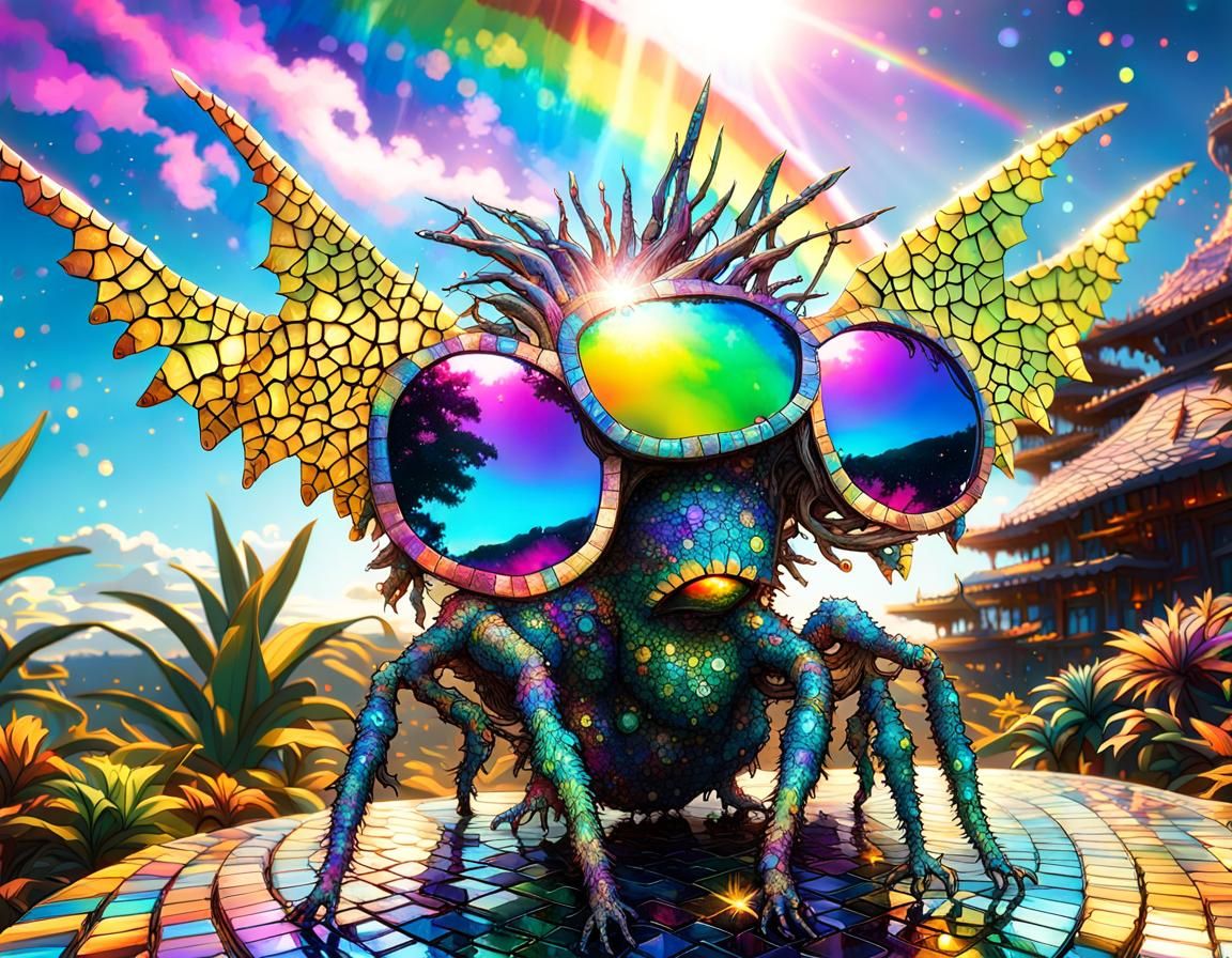 Triocular Pteramusca in Graffiti Art Style