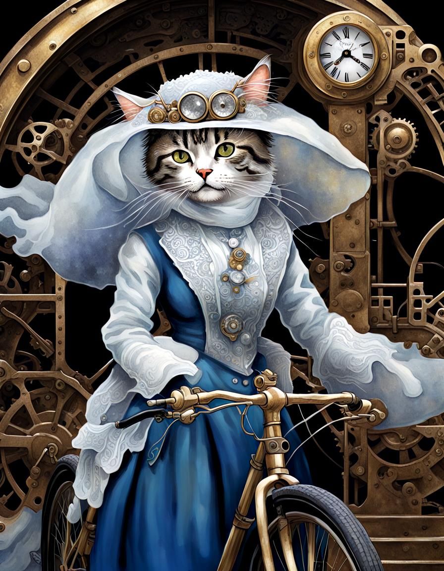 Steampunk Cat-Woman Rides Through Ghost Village