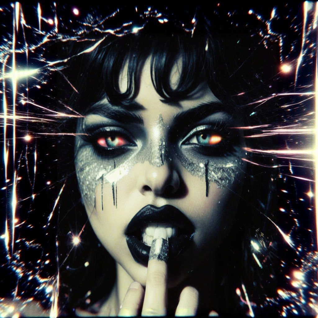 Gritty Latina Fantasy Portrait in Glitch Art Style