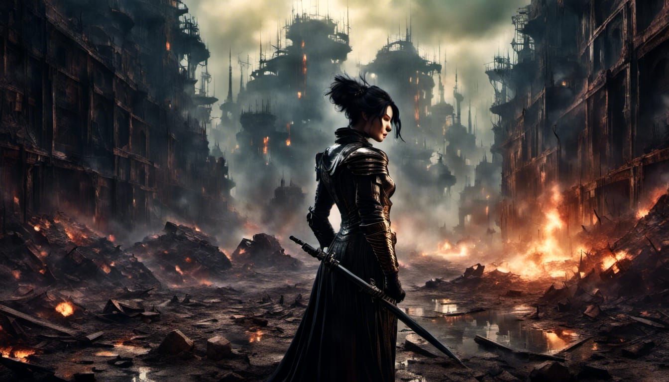 Cyborg Scavenger in Trashpunk Post-Apocalypse