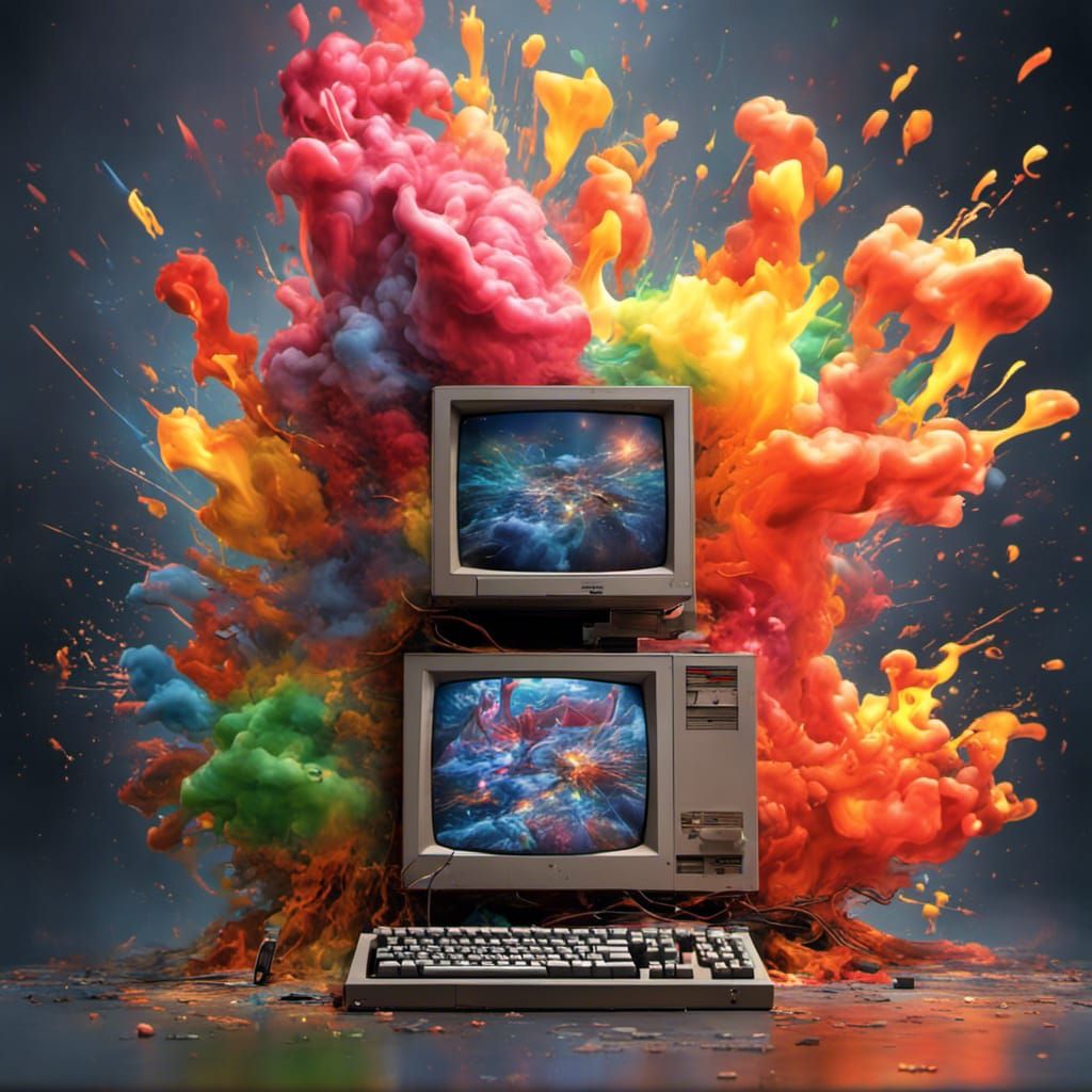 Exploding Amiga 500 in Graffiti Street Art