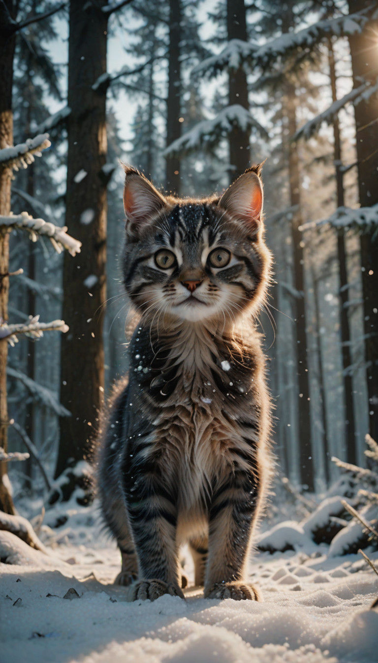 Ethereal Kitten in Winter Wonderland Cinematography