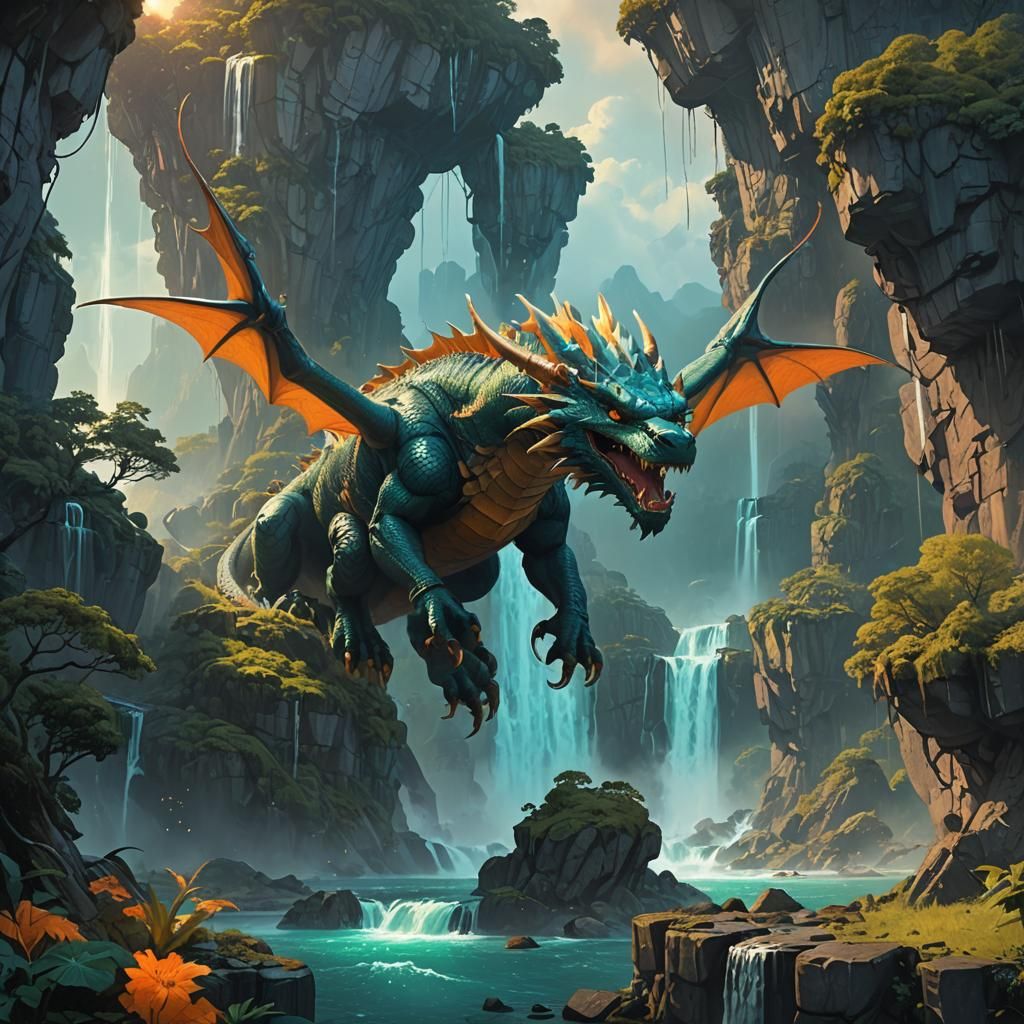 Majestic Dragon Soaring Through Mystical Realm