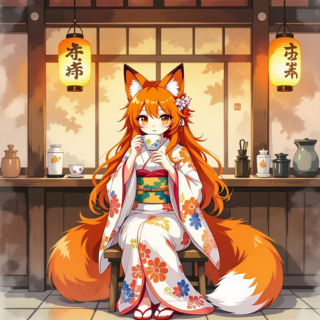 Kitsune relaxing after work