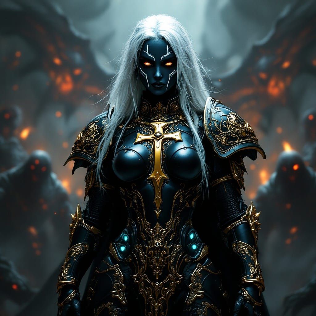 Gothic Space Knight in Dark Hellscapes