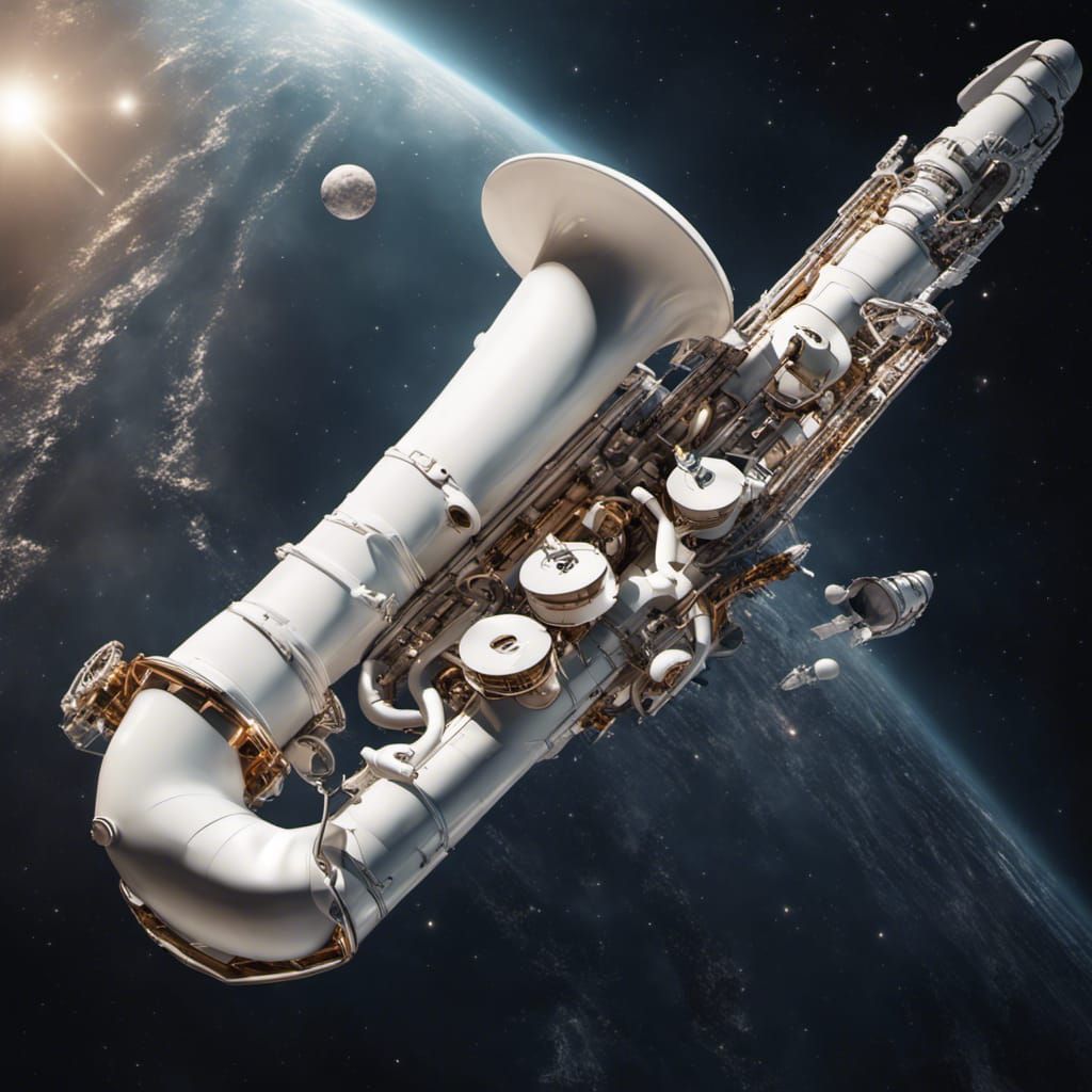 Saxophone Spaceship Cruises Through Space