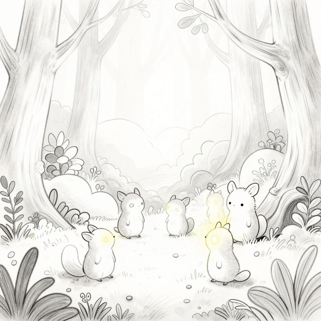 Gentle Forest Creatures in Magical Woodland Storybook Style