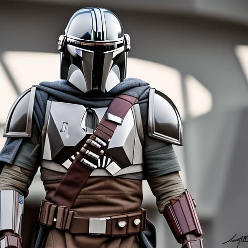 Hyperrealistic Mandalorian Portrait in Natural Lighting