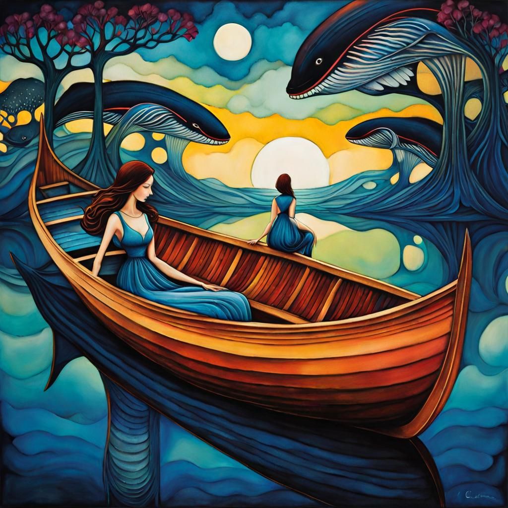 Surreal Whale Shadow: Mixed Media Alcohol Ink Art