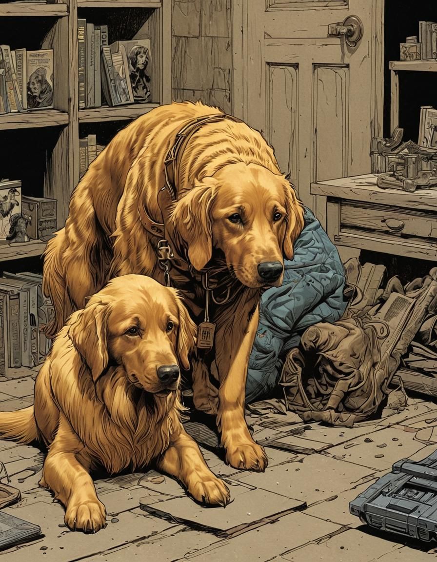 Golden Retriever as Under-Dog in Comic Art
