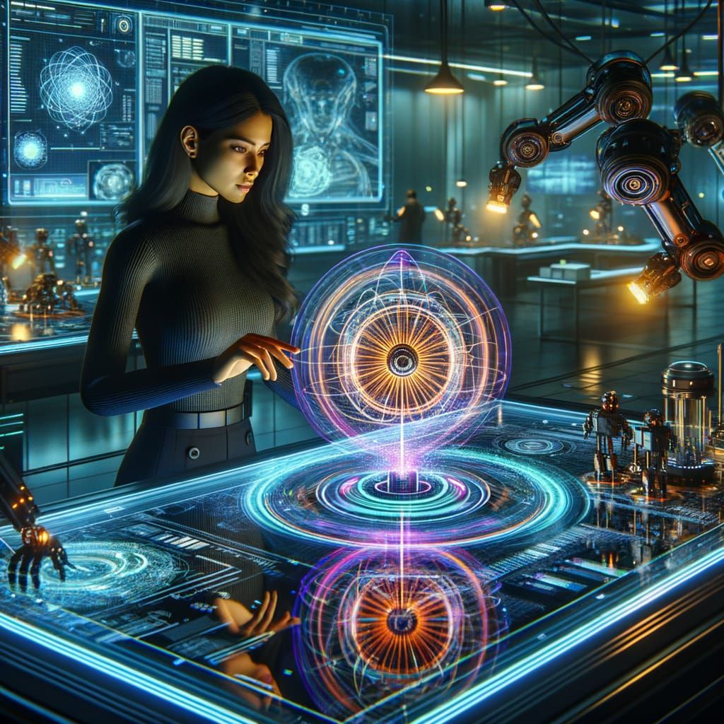 Futuristic Inventor in Sophisticated Laboratory