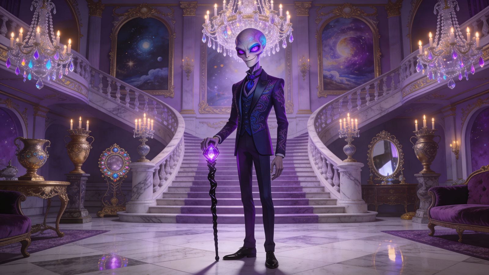Alien Noble in Extravagant Baroque Palace