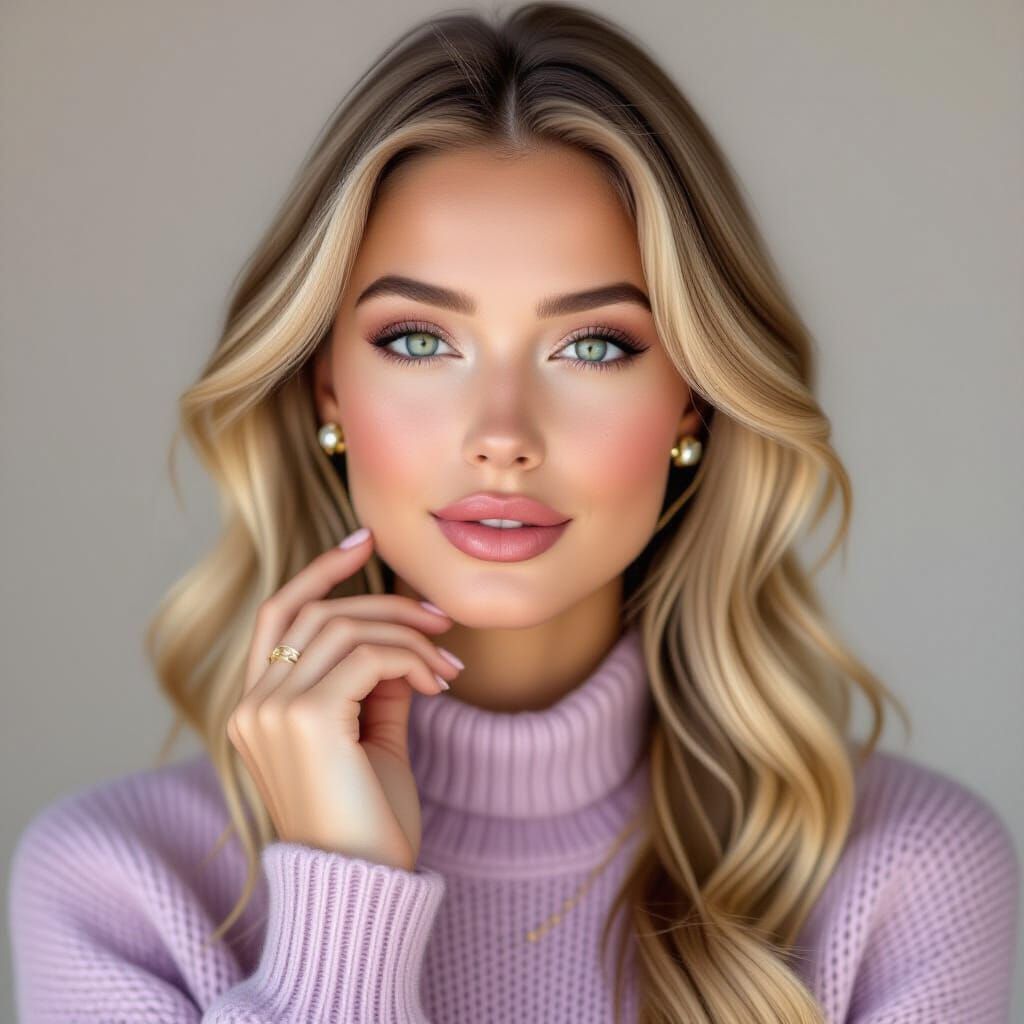 Photorealistic Portrait of Blonde Woman in Pinterest Aesthet...