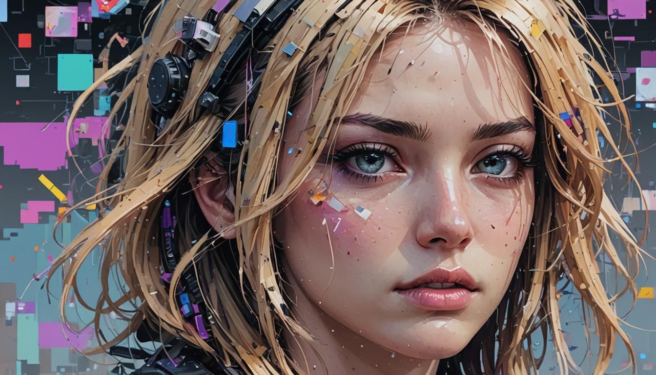 Pixelated glitch art close-up female reminiscent of PS2-era ...