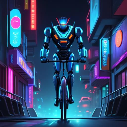 Futuristic Unicycle Robot on City Street