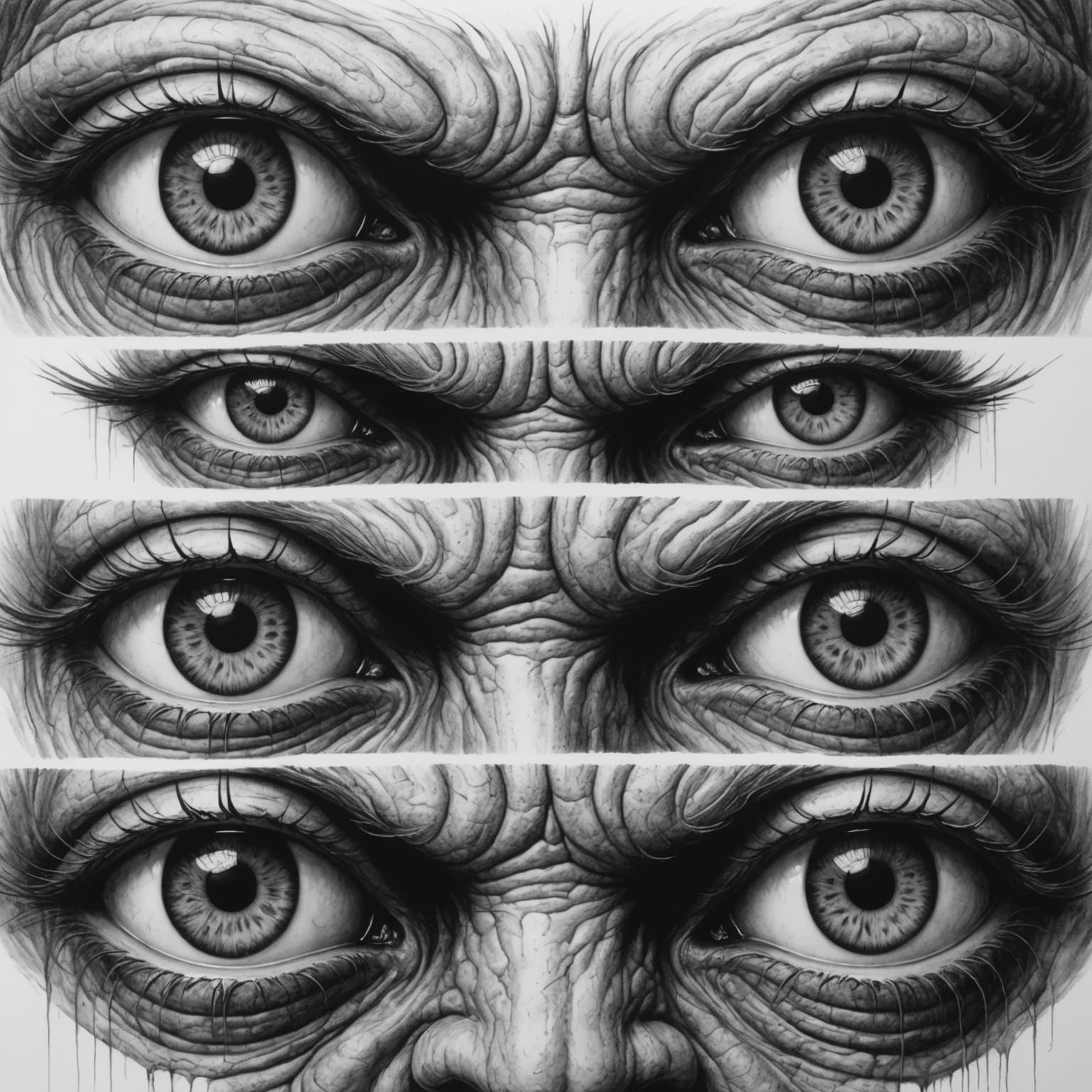 Hyperdetailed Charcoal Drawing of Ominous Monster Eyes