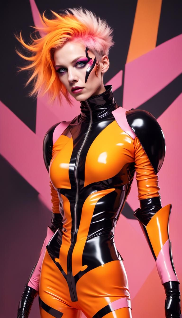 Cyborg Fighter in Cyberpunk Cityscape