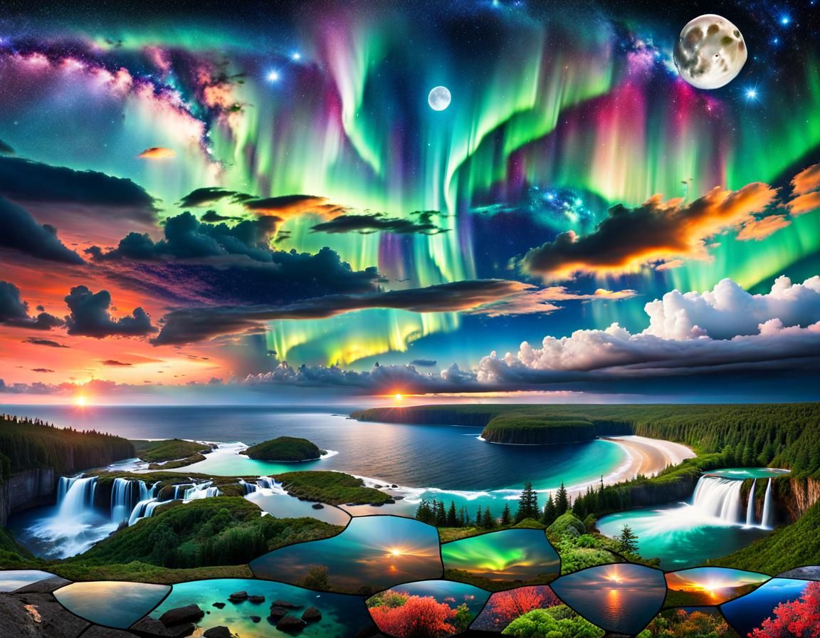 Cloudy Sky Photomontage Mosaic of Nature