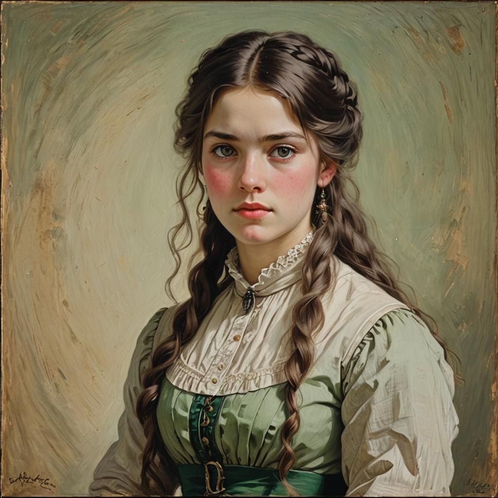 Portrait of a Young Woman in Oil Painting Style