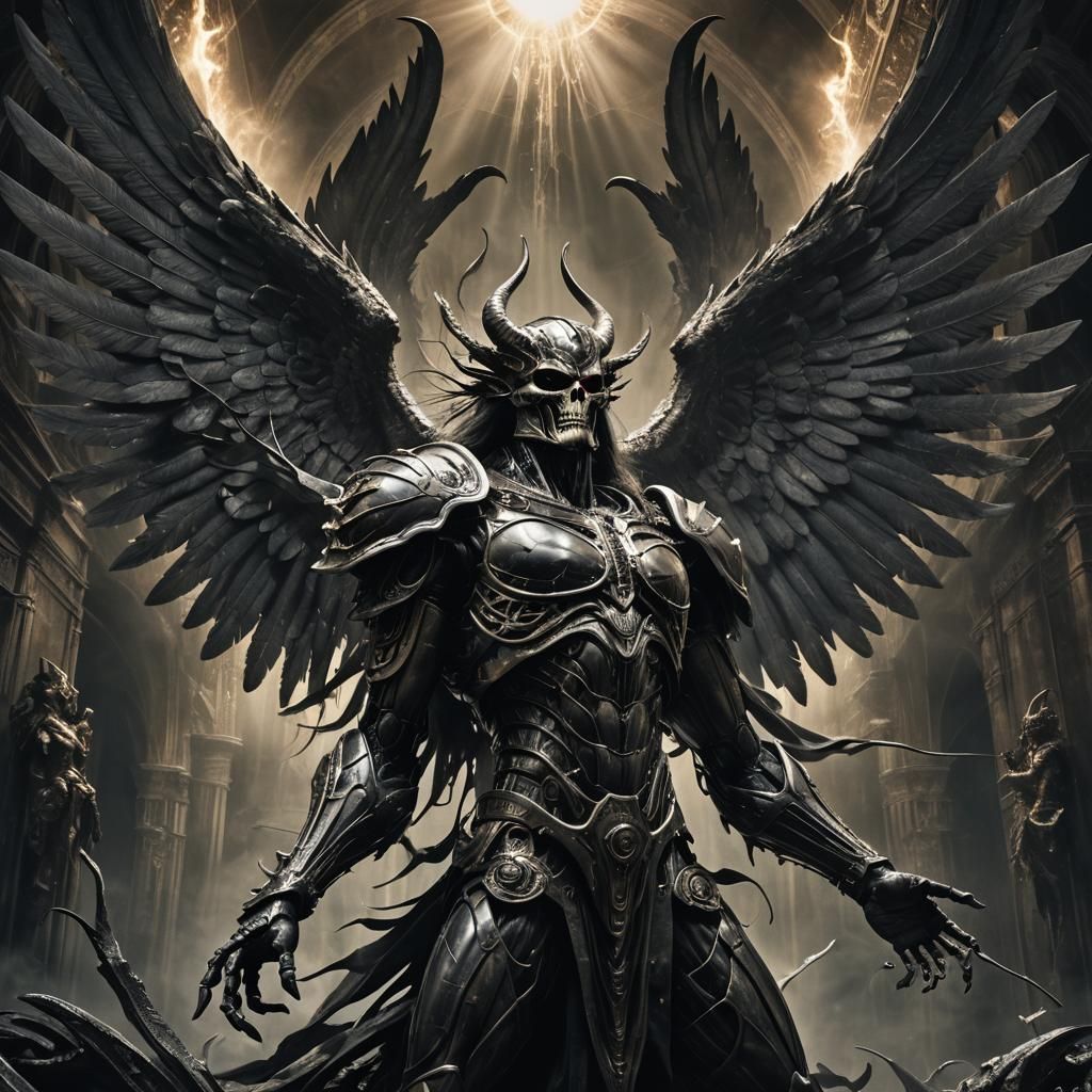 Archangel vs Demon in Biomechanical Dark Fantasy