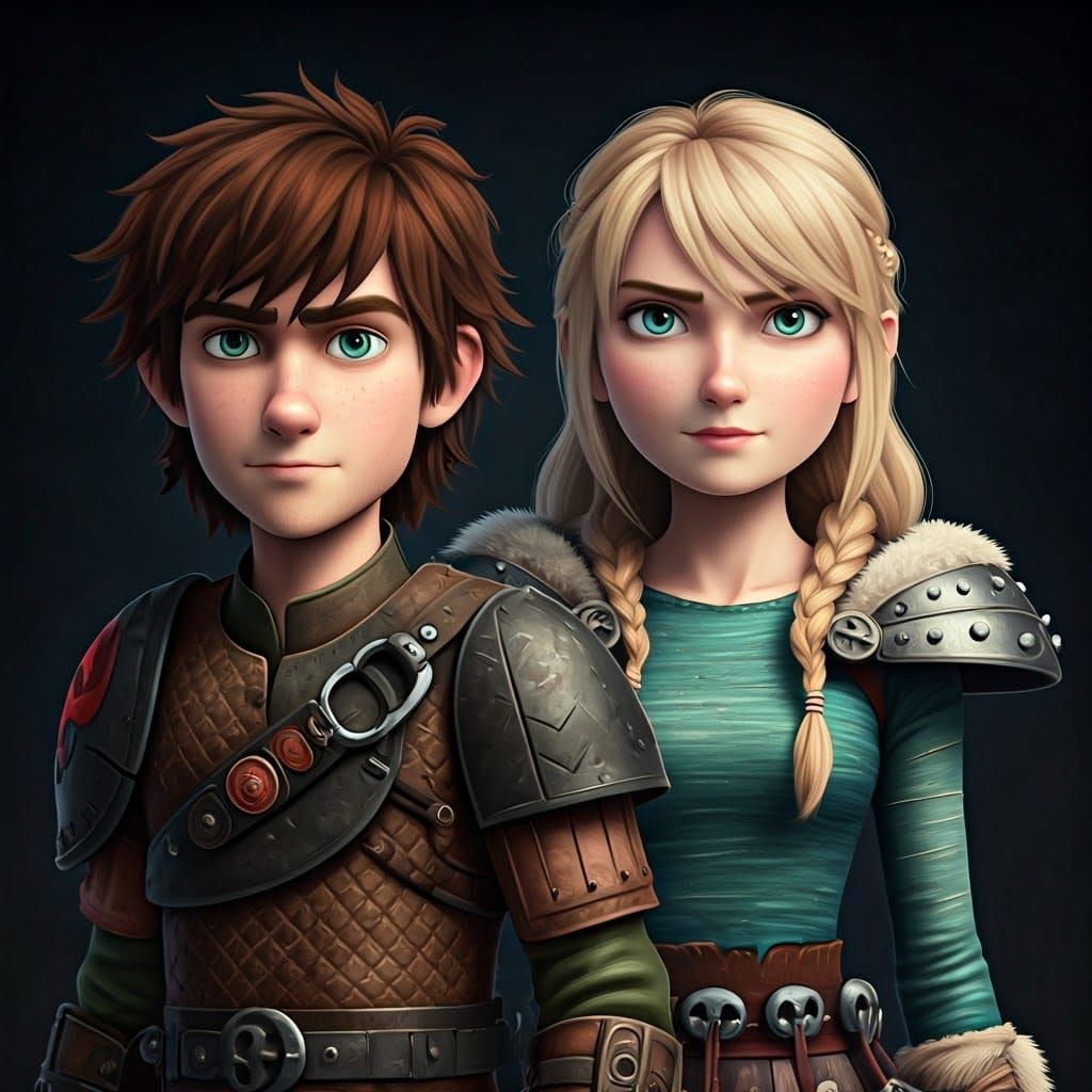 Anime-Inspired Hiccup and Astrid 3D Concept Art