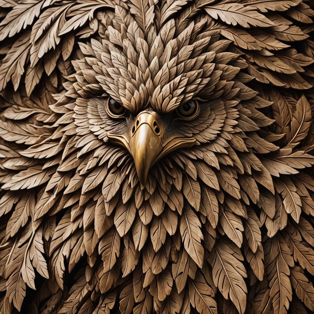 Majestic Eagle Carved in Wood Leaf, Artesia Style