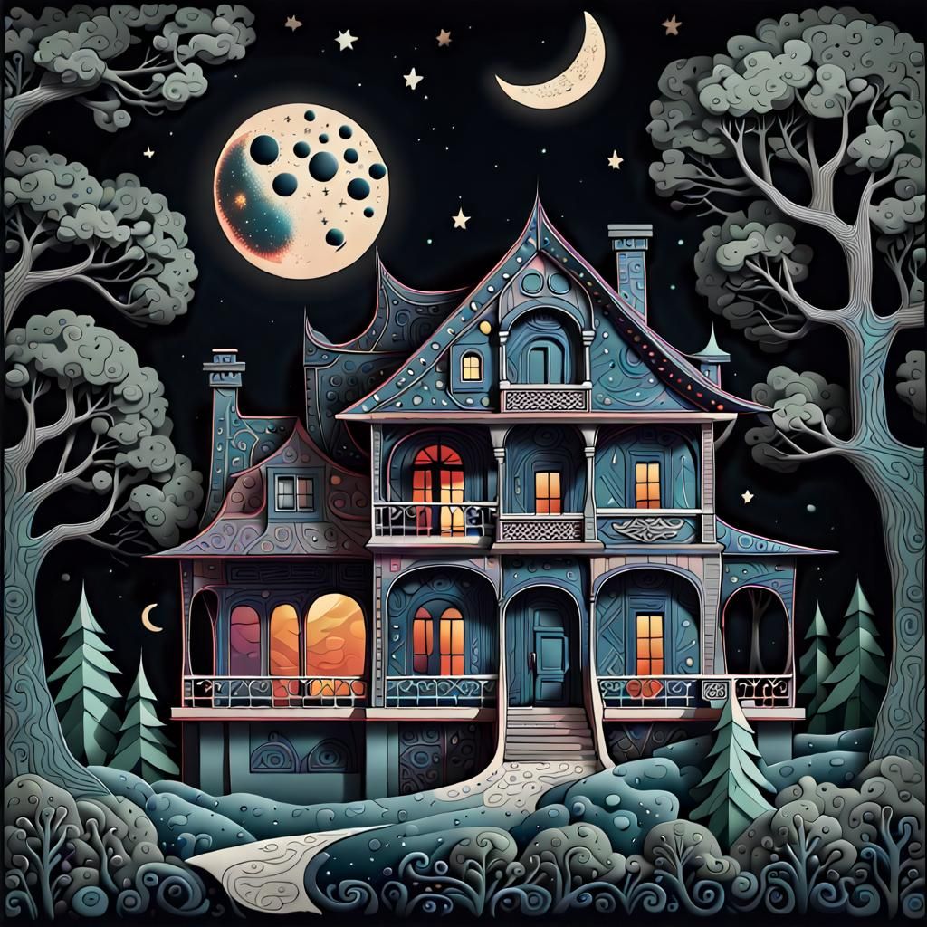 Paper Envelope House with Cosmic Folk Art