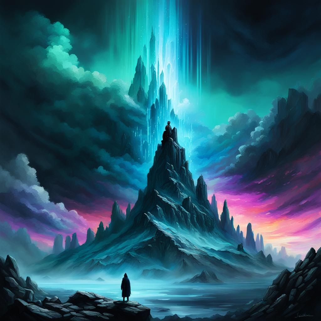 Mystical Anthropos Meditating in a Cinematic Fantasy Realm