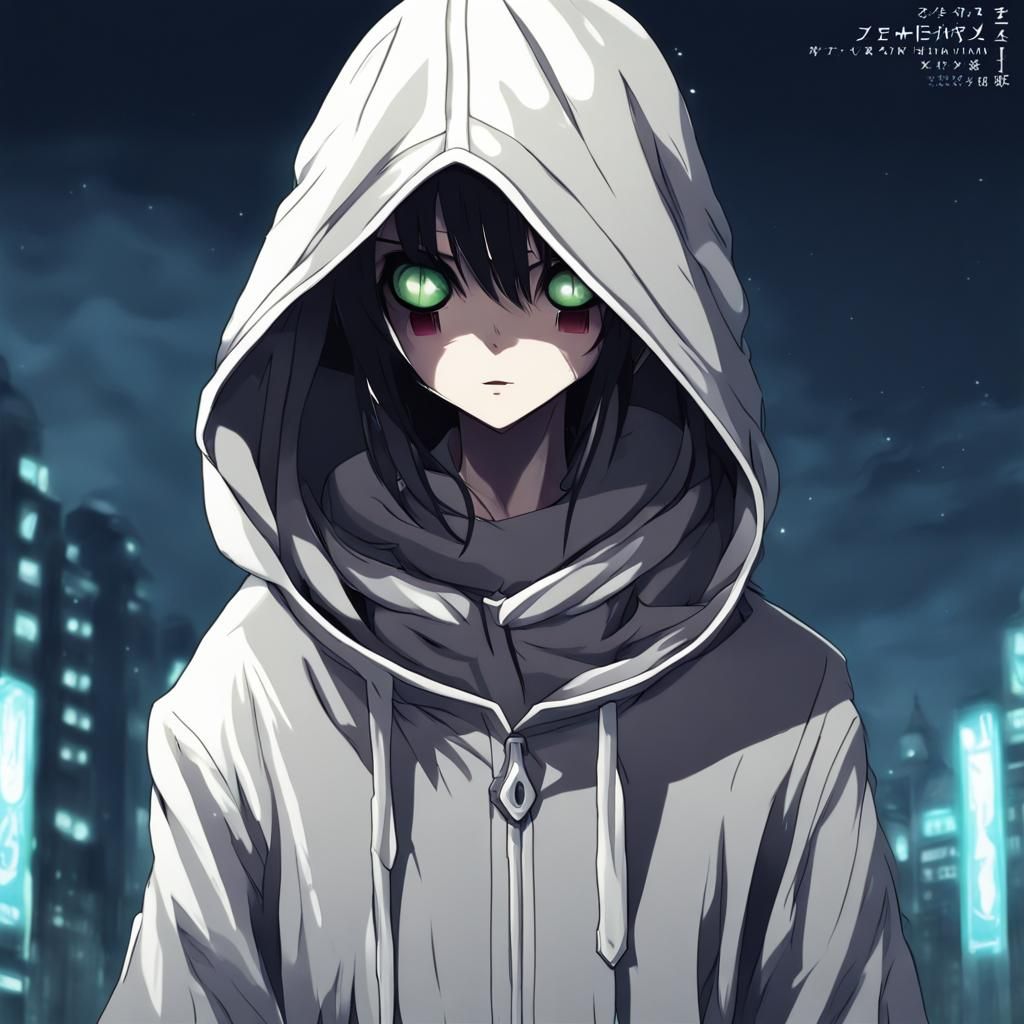 Kind-Eyed Hooded Alien in Anime Style