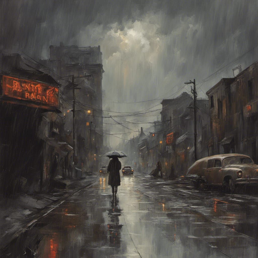 Sinister Rainy Landscape in Painterly Style