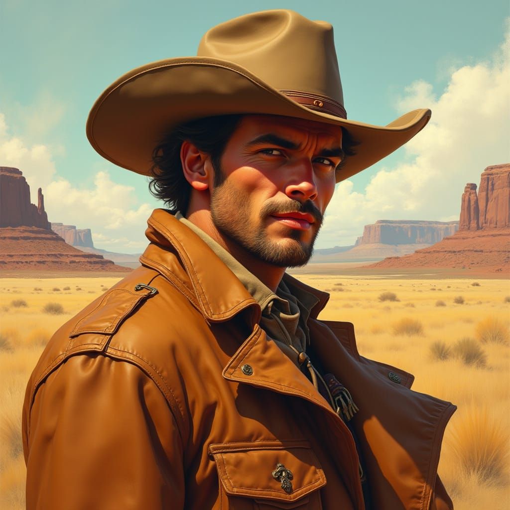 Handsome Cowboy with a Playful Wink