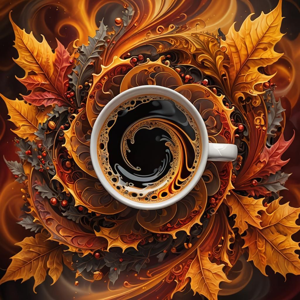 Autumn Fractal Vortex in Abstract Digital Art