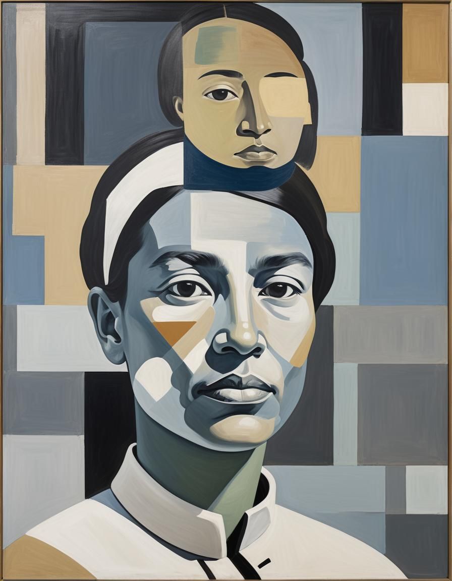 Abstract Woman Portrait in Geometric Style