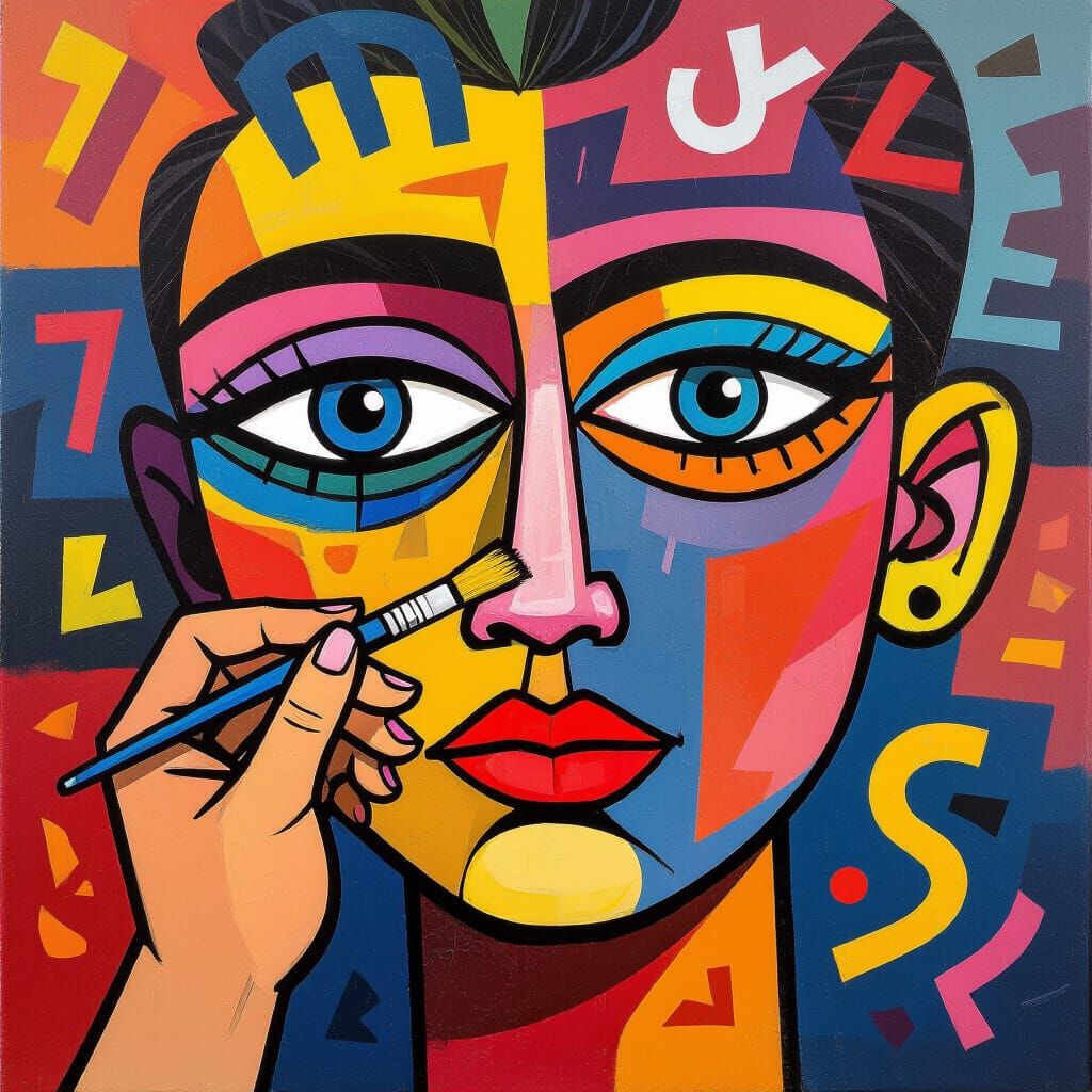 Modern Mural Symbolizing Contemporary Arts and Creativity