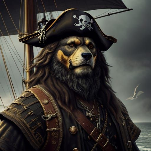 Animals as Pirates on Ship in Digital Art