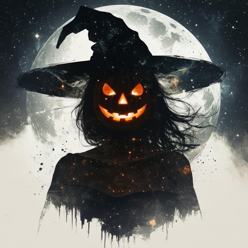 Silhouette Witch Reveals Spooky Space Galaxy