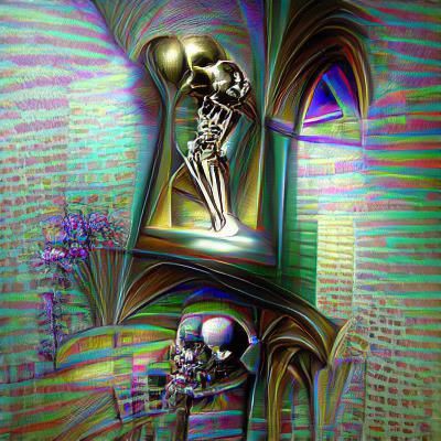 Gothic Skeleton in Film Noir Style 3D Render