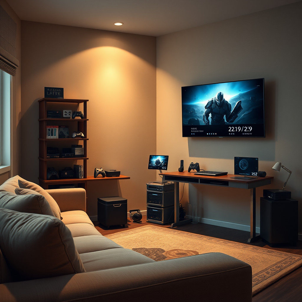 Cozy Gaming Bedroom with Futuristic Minimalism