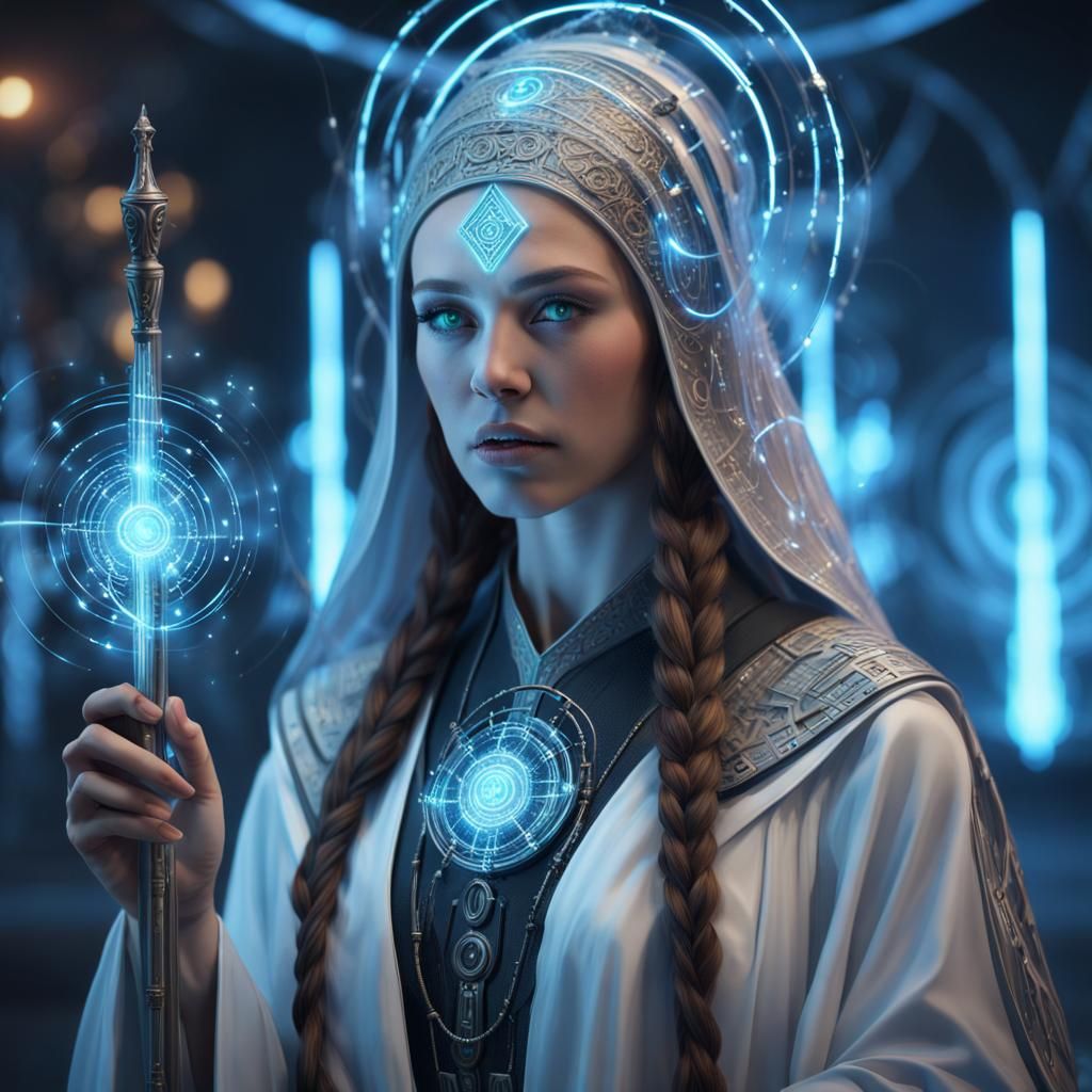 Tech-Witch Portrait: Magic and Technology Fusion