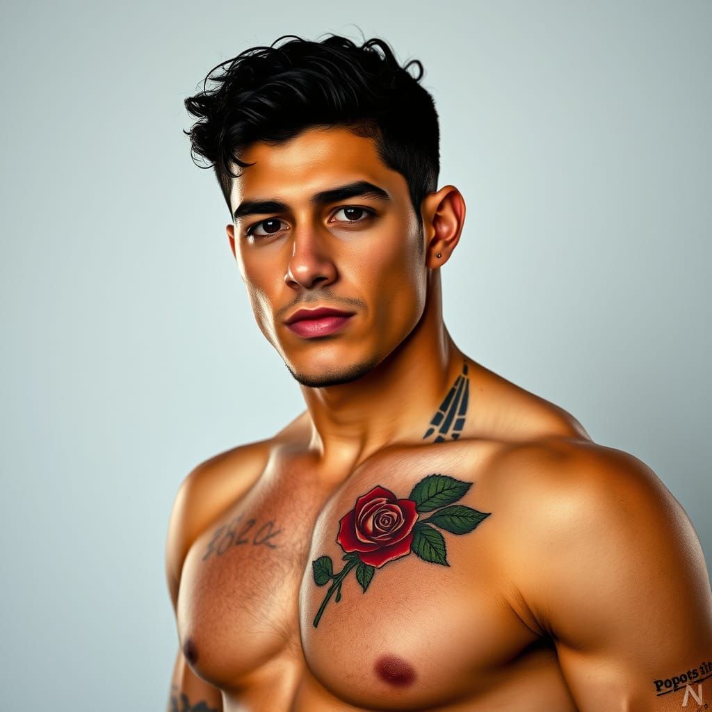 Charismatic Argentine Fighter with a Rose Tattoo