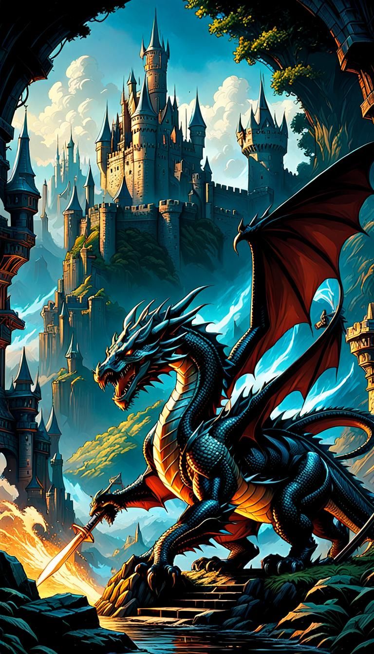 Young Warrior and Dragon in Disney Art Style