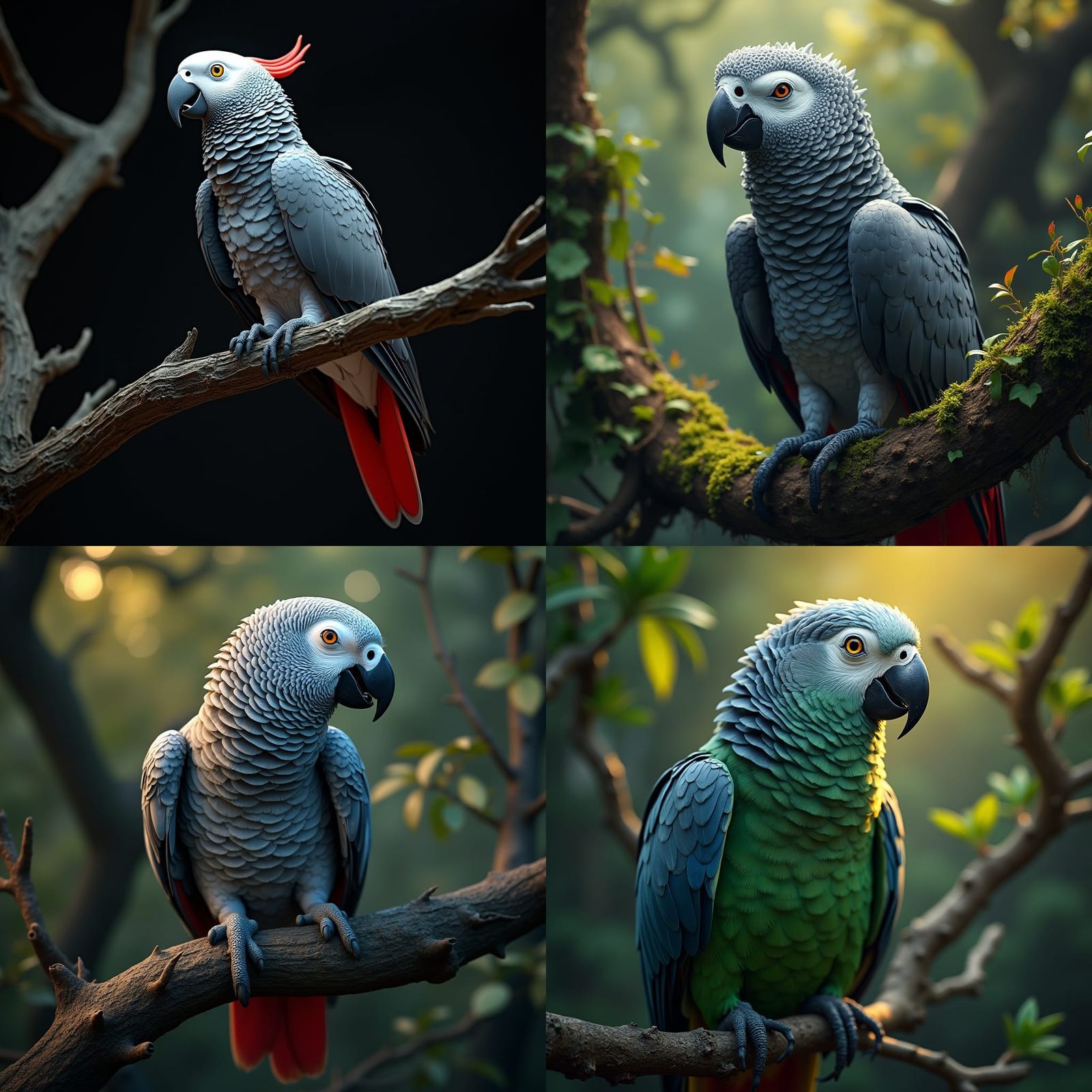 Majestic African Grey Parrot in a Sunlit Tree