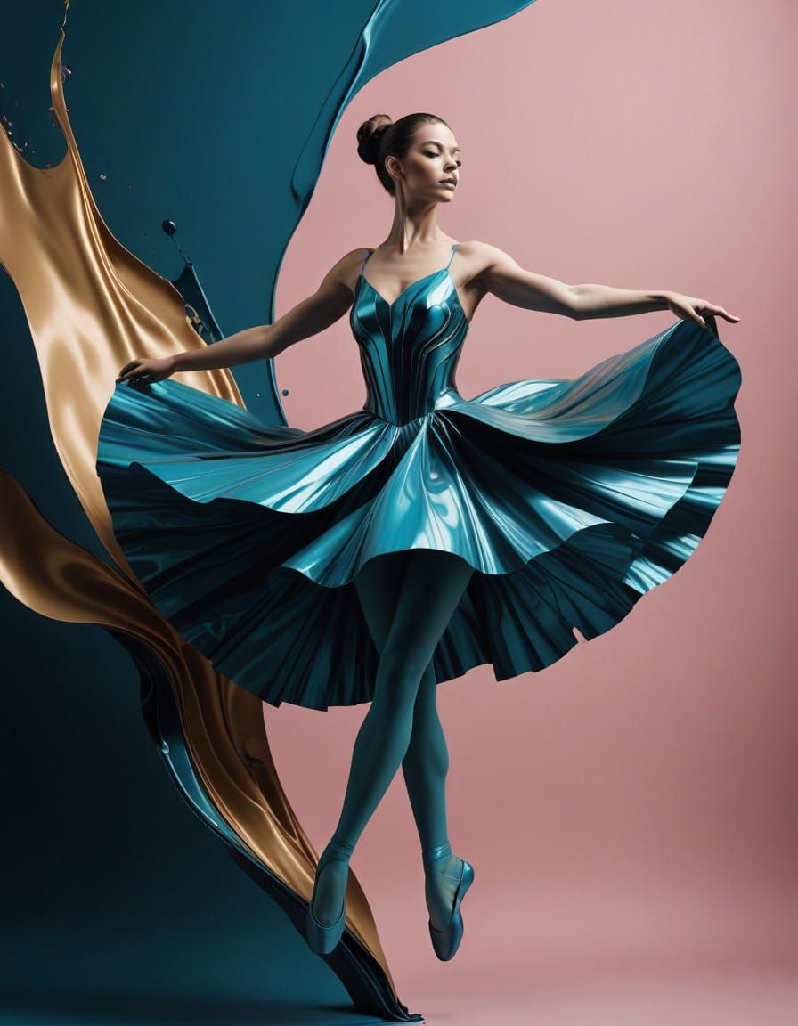 Ethereal Ballerina in Vibrant, Fractured Geometries