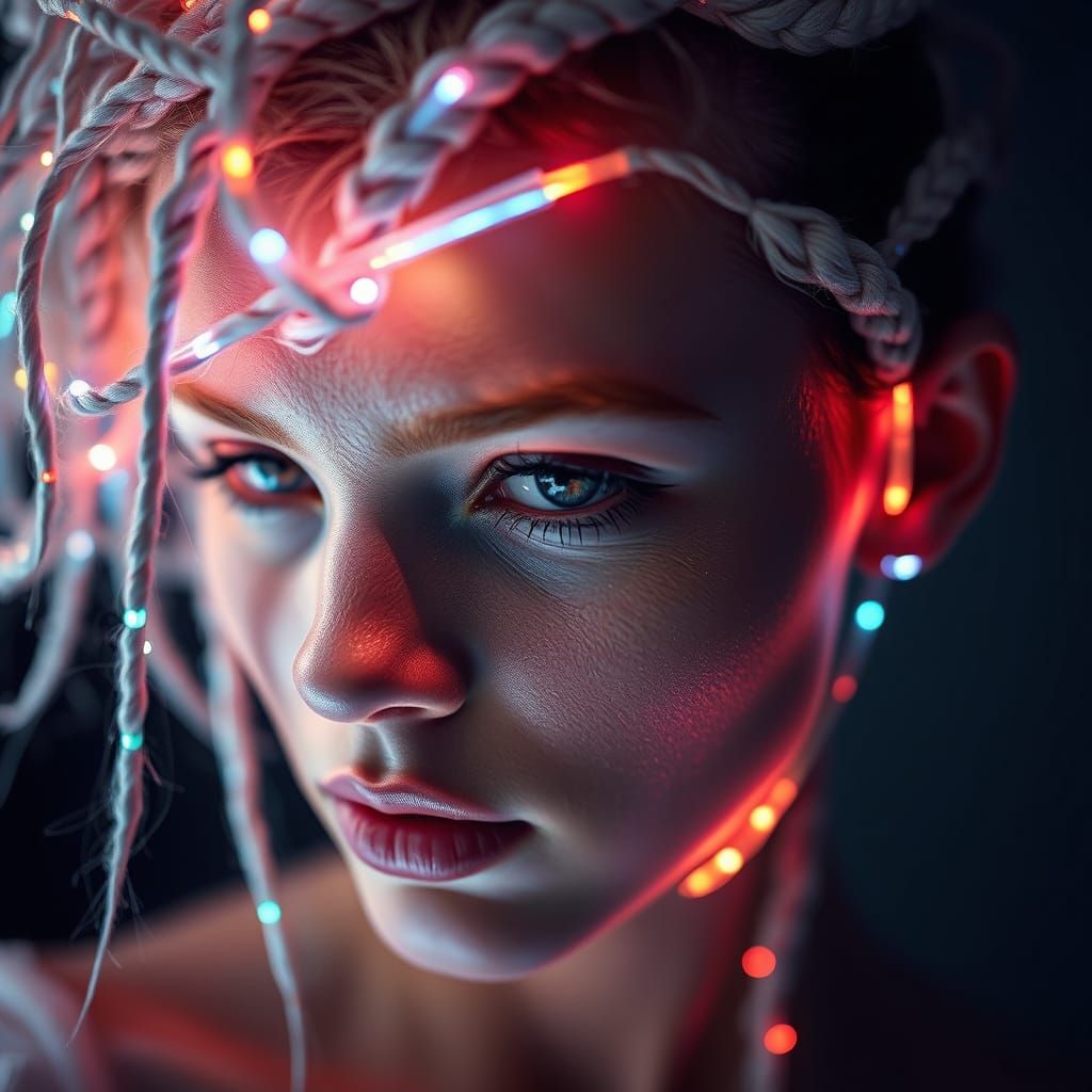 Futuristic Braids: A Sculpted Hairstyle in White